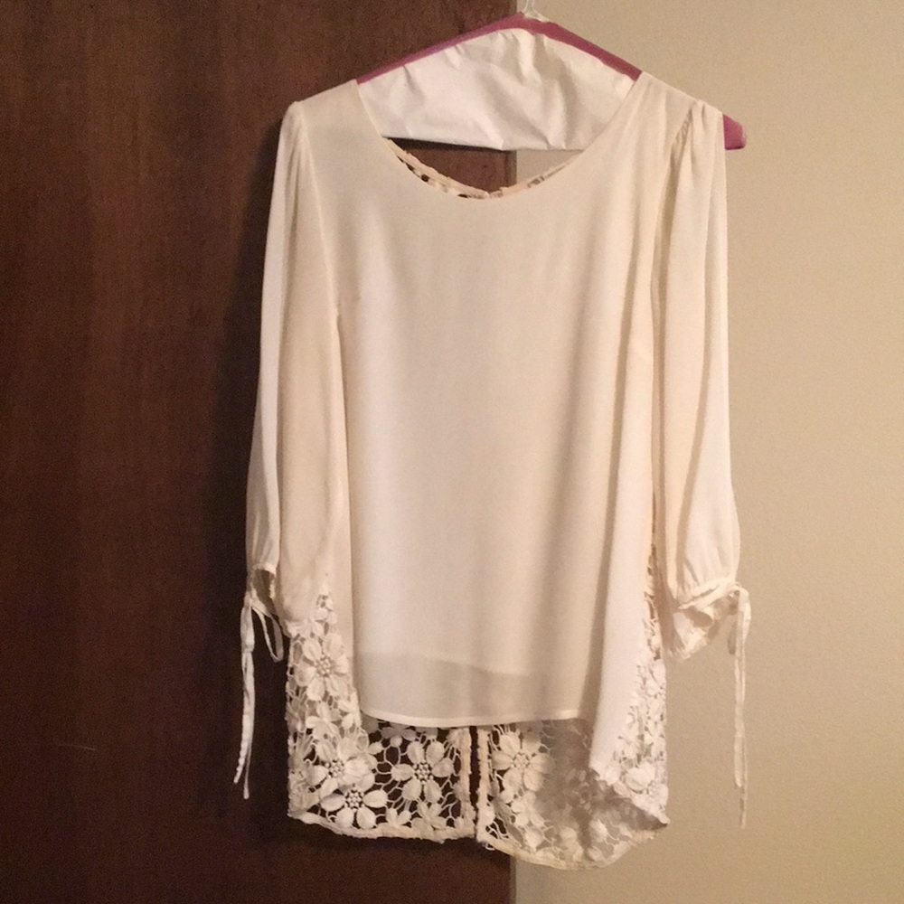 White Blouse with Lace Back
